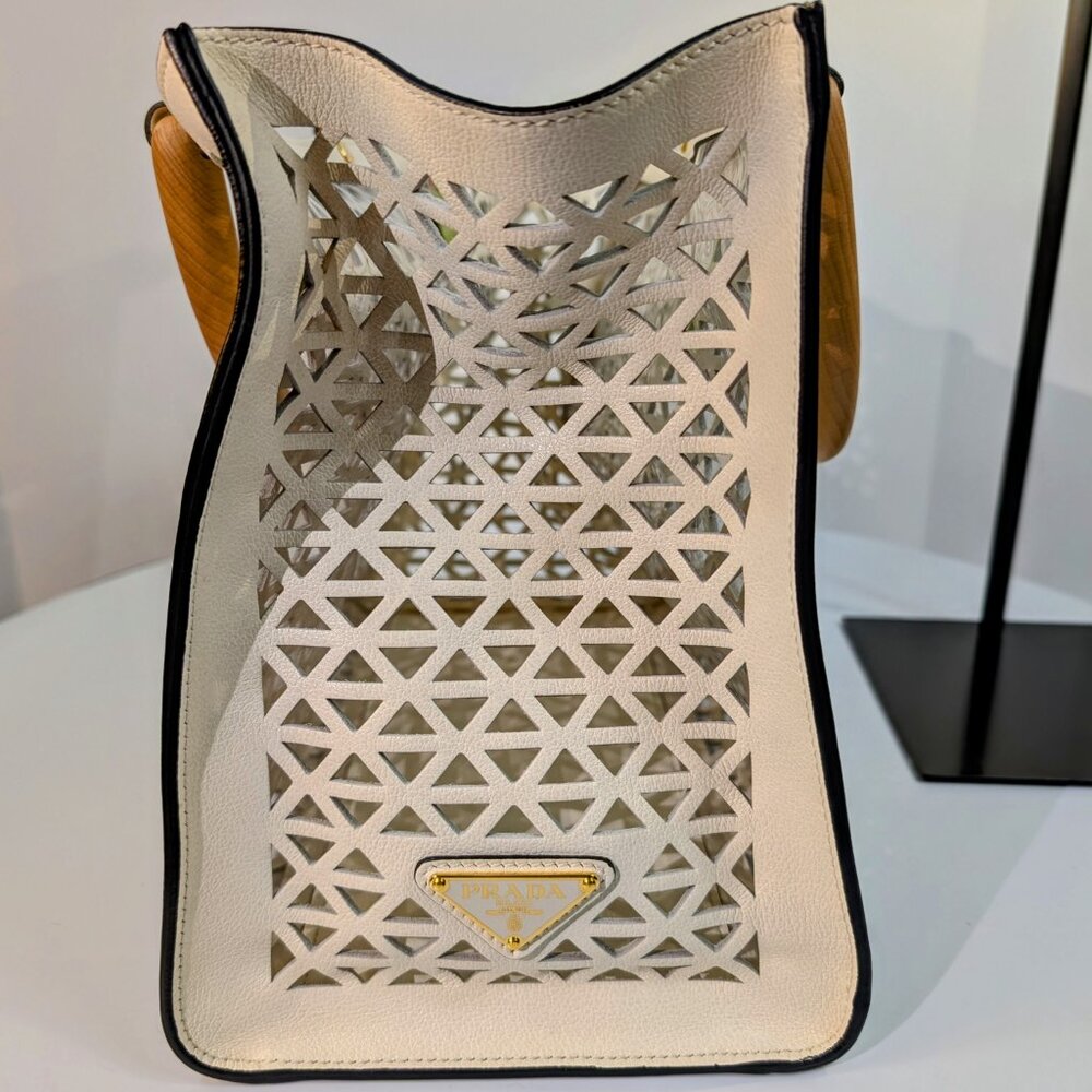 Prada Milano Cream Perforated Tote Bag - Picture 5 of 16